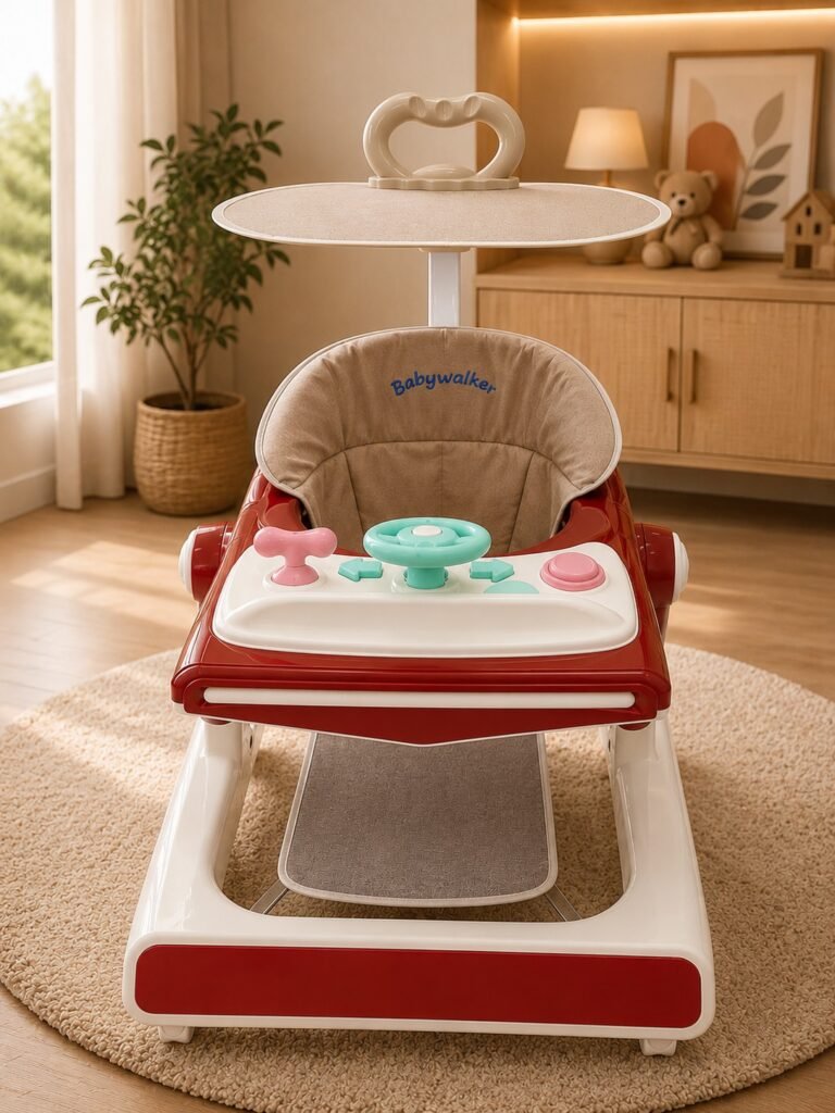 Baby Walker with Parent Push Handle, Adjustable Height, Activity Tray & Foldable Design | Musical Learning Walker for Babies