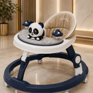 Baby Walker with Adjustable Height, Musical Toy Tray & 360° Wheels – Panda Design Baby Walker for Boys & Girls