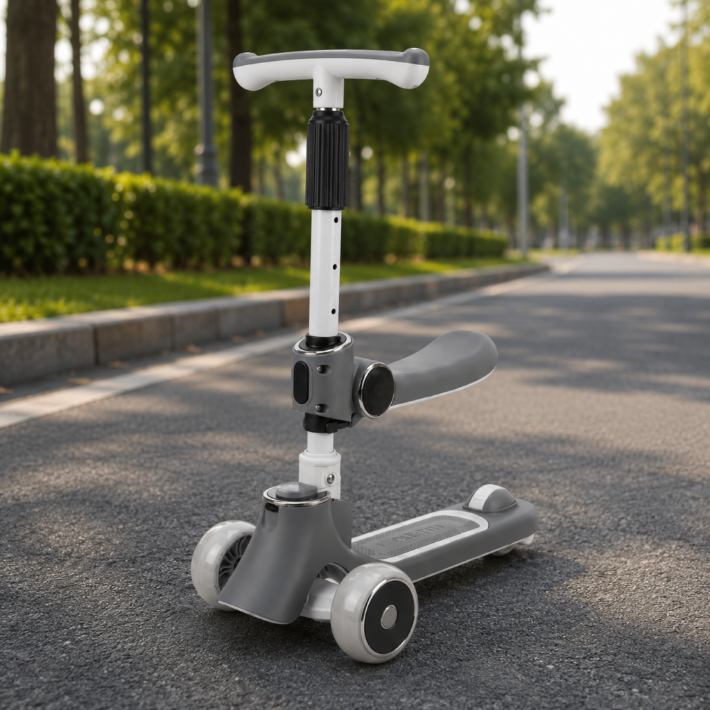 3-in-1 Kids Kick Scooter with Removable Seat & Adjustable Handlebar | Foldable Toddler Scooter for Boys & Girls | 3-Wheel Lean-to-Steer Scooter thumbnail 4