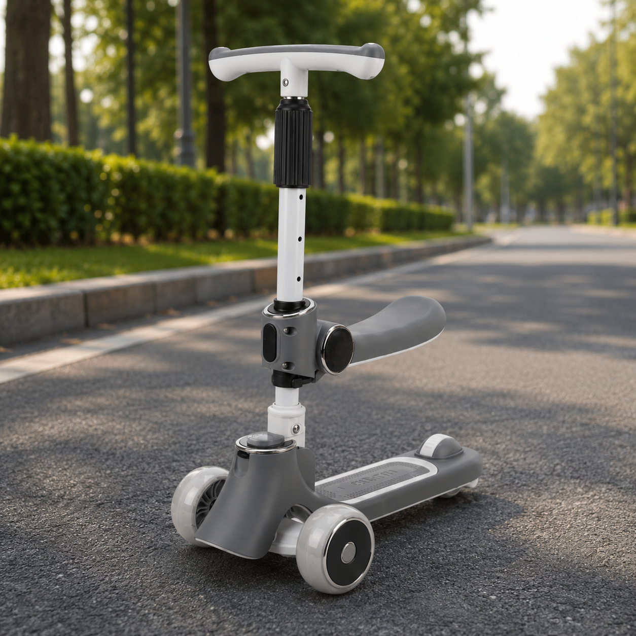 3-in-1 Kids Kick Scooter with Removable Seat & Adjustable Handlebar | Foldable Toddler Scooter for Boys & Girls | 3-Wheel Lean-to-Steer Scooter