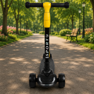 Kids 4-Wheel Sport Scooter with LED Wheels | Adjustable Height | Premium Kick Scooter for Boys & Girls (Blue, Black, Pink & Red)