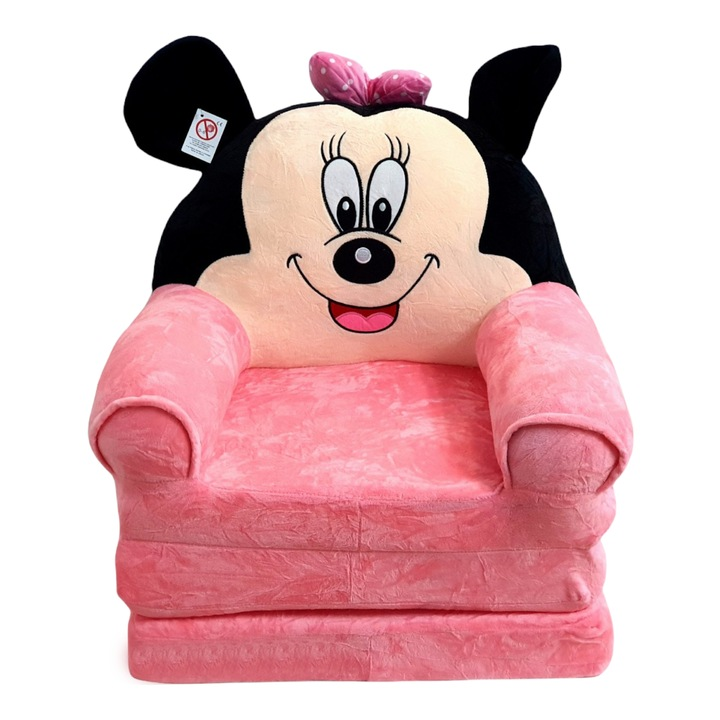 Pink Minnie Mouse Kids Sofa – 3-Panel Foldable Baby Sofa & Comfortable Kids Seating Chair thumbnail 2