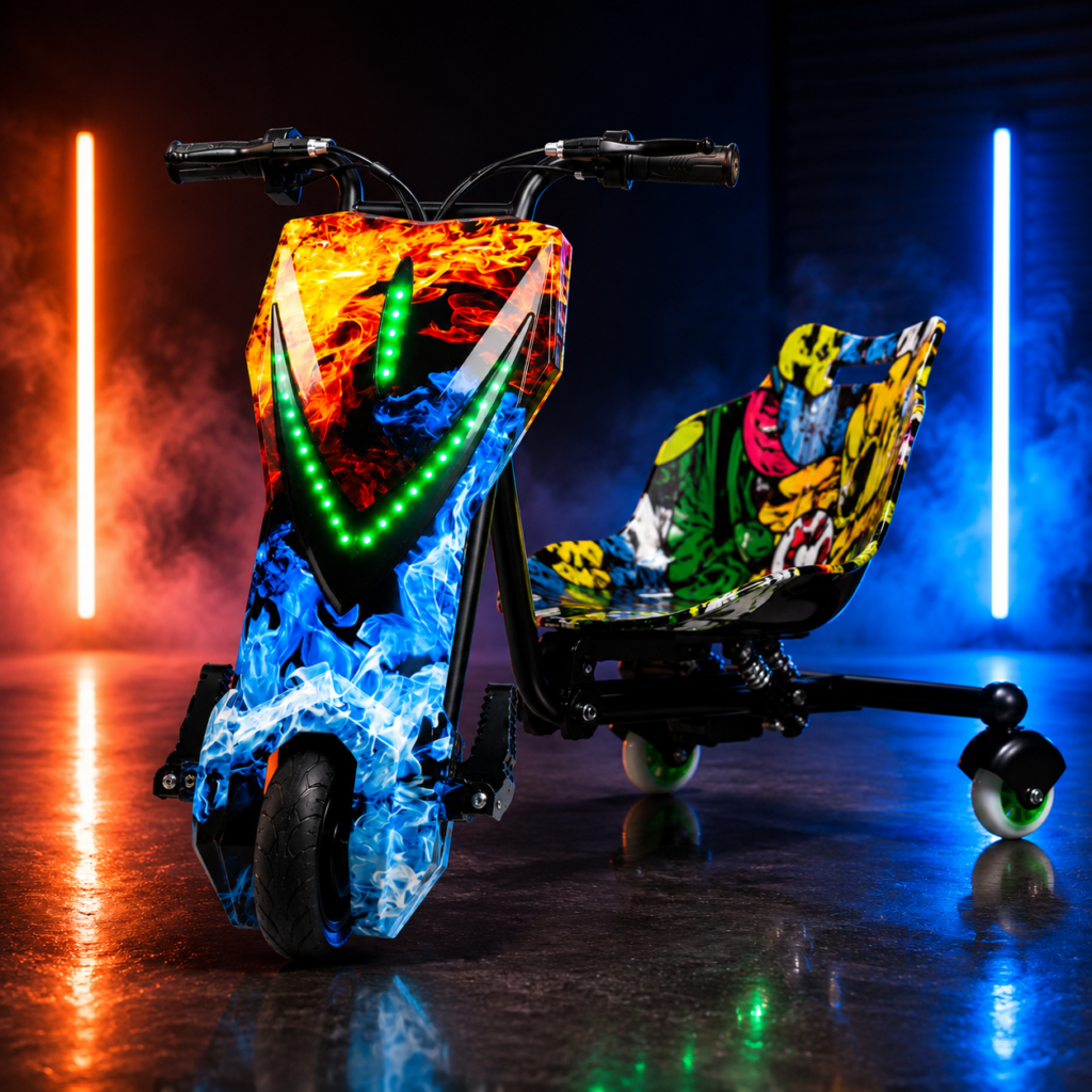 Drifter Electric Drift Trike Ride On Scooter for Kids 24V Rechargeable – Multi Color