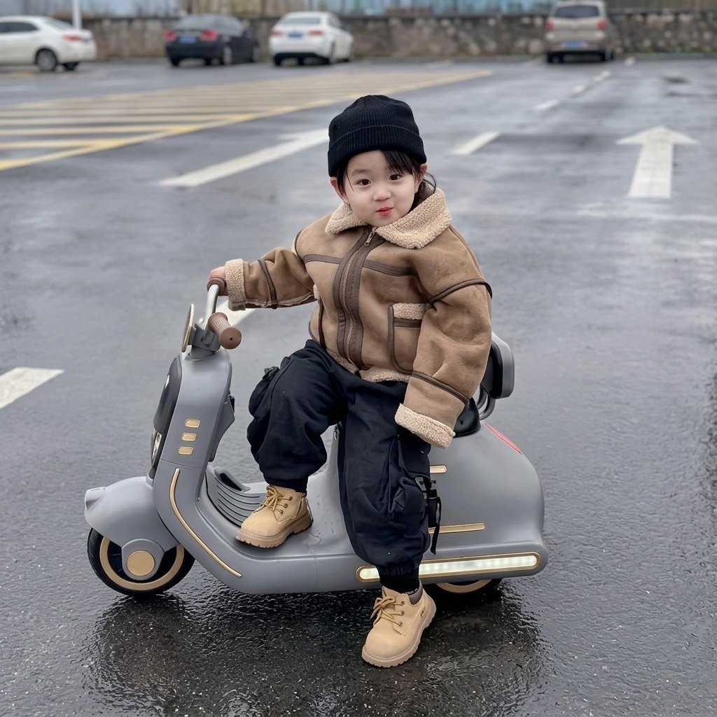 Vintage Deluxe Kids Electric Ride-On Scooter | Premium Battery Powered Retro Bike with LED Lights thumbnail 4