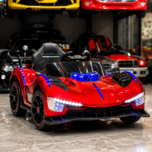 Ferrari Style 12V Kids Electric Ride-On Sports Car – Battery Powered with LED Lights, Music & Remote Control – Red