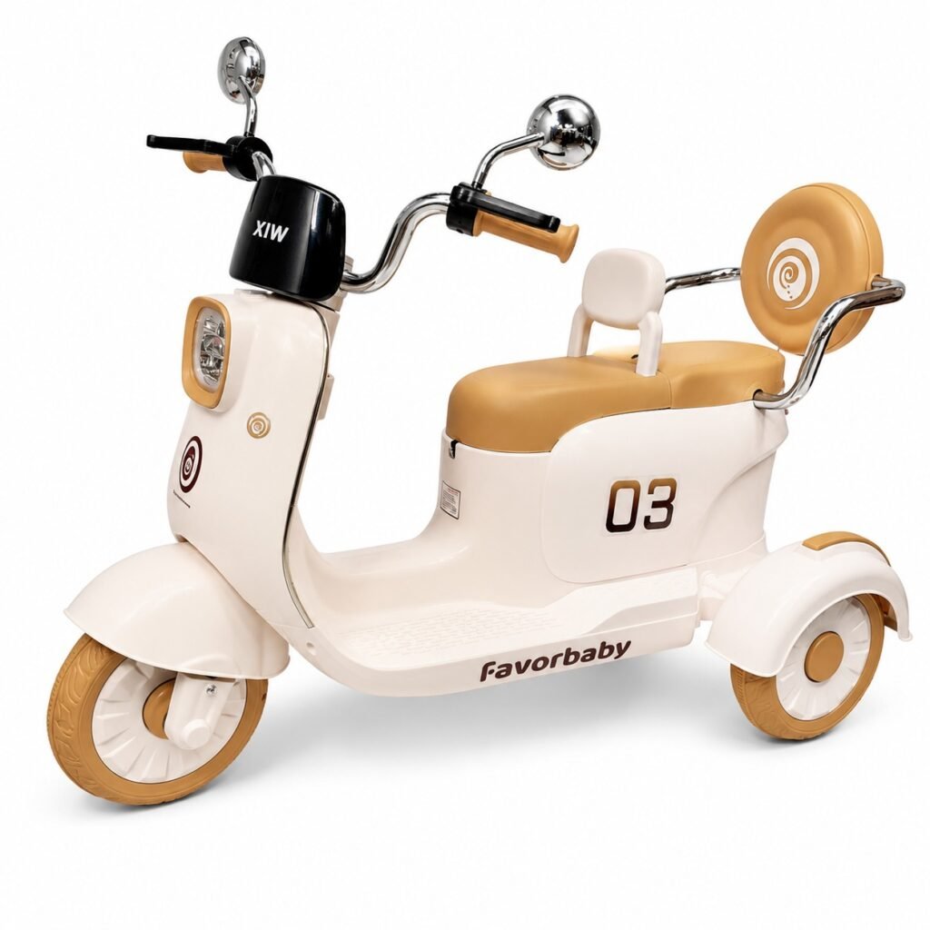 Two-Seater Vespa Kids Ride-On Scooter – Electric Vespa Ride-On Bike for Kids with Comfortable Two-Person Seat thumbnail 2