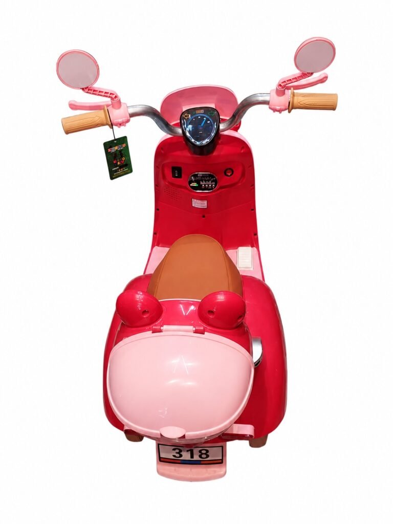 Kitty Vespa Kids Electric Ride-On Scooter 6V Rechargeable – Pink Kids Ride-On Motorcycle with LED Headlight thumbnail 4