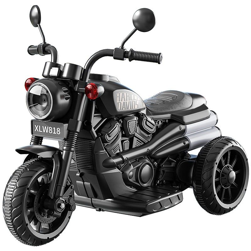 Bullet Style Kids Electric Ride On Motorcycle 6V Rechargeable Trike with LED Headlight – Black & White