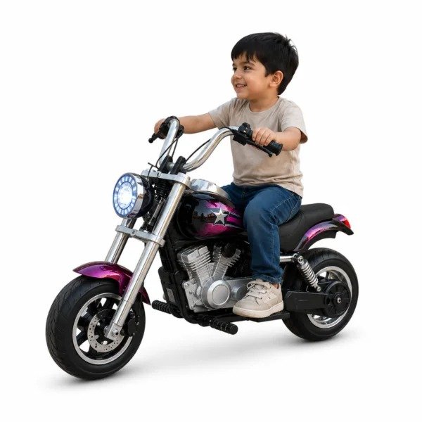 Metal Harley Kids Electric Ride-On Motorcycle 12V Rechargeable – Kids Electric Bike with LED Lights thumbnail 4