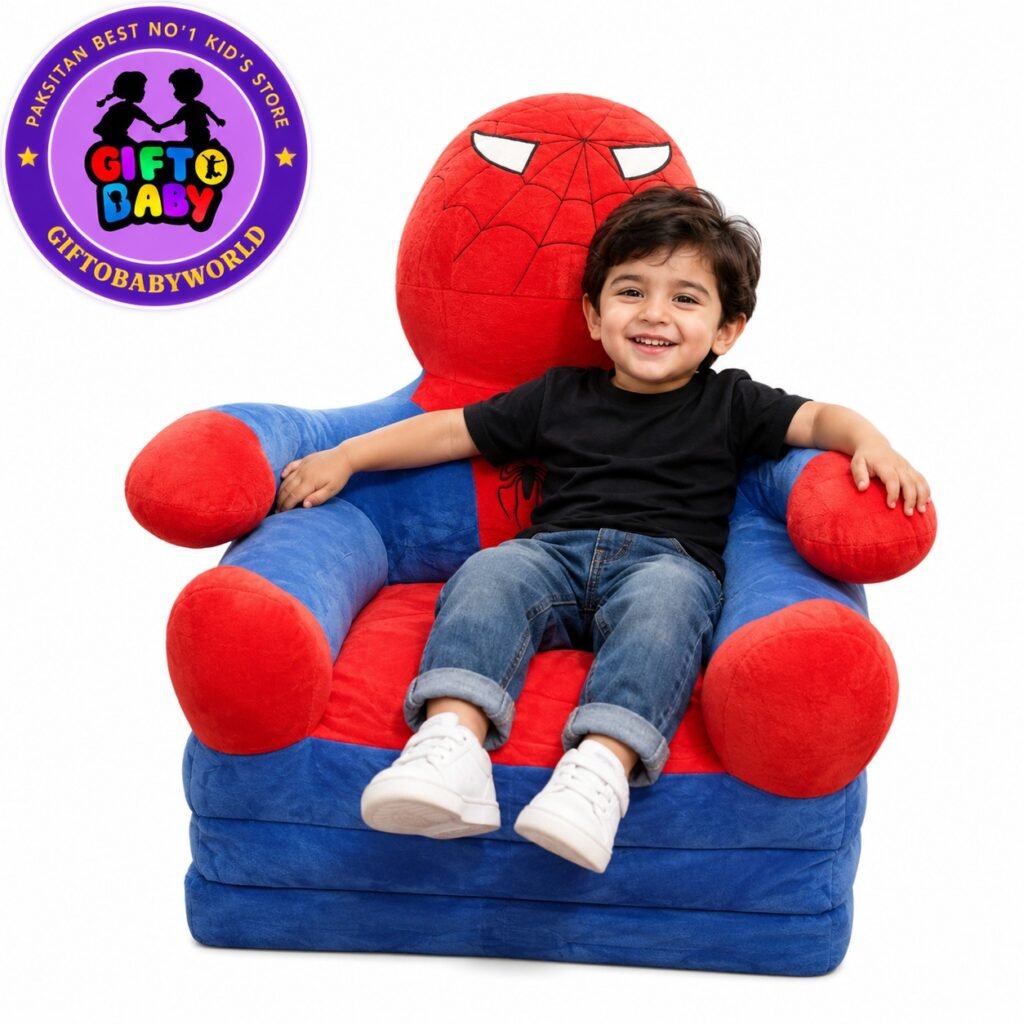 Spiderman Kids Sofa – 3-Panel Foldable Baby Sofa & Comfortable Kids Seating Chair
