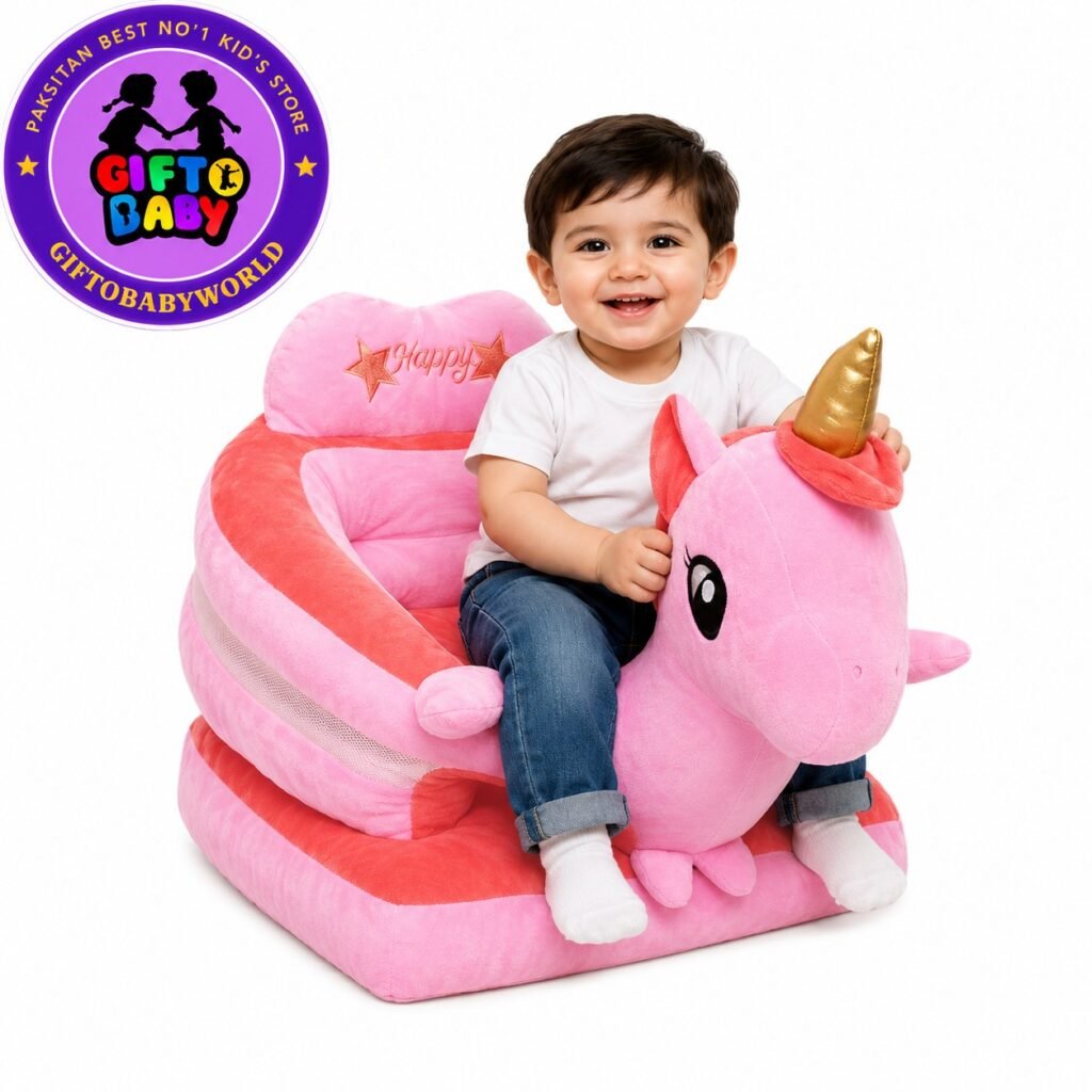Baby Sit up Chair Cartoon DIno Plush Toddler Sofa Chair Baby Support Floor Seat for Infant Learn to Sit | Pink