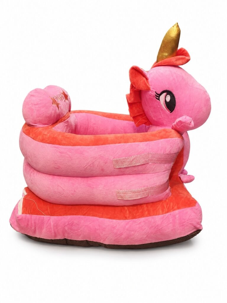 Baby Sit up Chair Cartoon DIno Plush Toddler Sofa Chair Baby Support Floor Seat for Infant Learn to Sit | Pink thumbnail 2