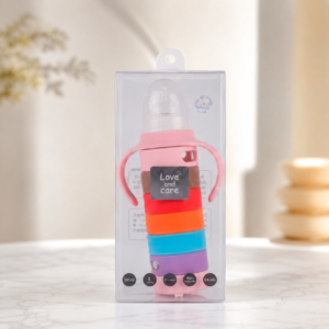 Love & Care Baby Feeding Bottle with Handles | Anti-Colic Milk Bottle for Infants | Colorful Training Bottle
