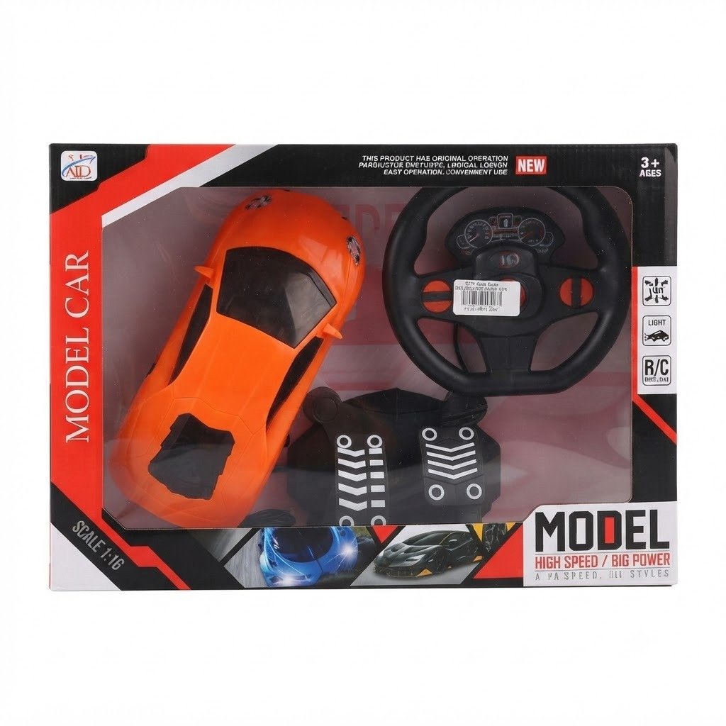 Model car sports car with steering and breaking system