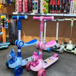 Rabbit Kids LED Light 3-Wheel Kick Scooter | Adjustable Height Lean-to-Steer Scooter