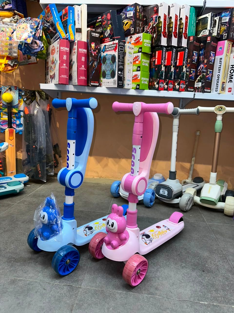 Rabbit Kids LED Light 3-Wheel Kick Scooter | Adjustable Height Lean-to-Steer Scooter