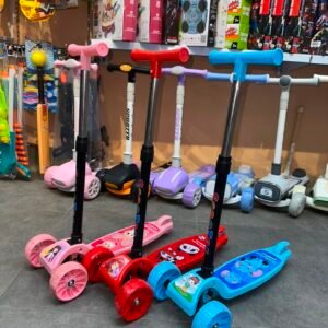 Premium Cartoon Theme Kids 3-Wheel Kick Scooter with Music & LED Lights | Adjustable Height Lean-to-Steer Scooter for Boys & Girls
