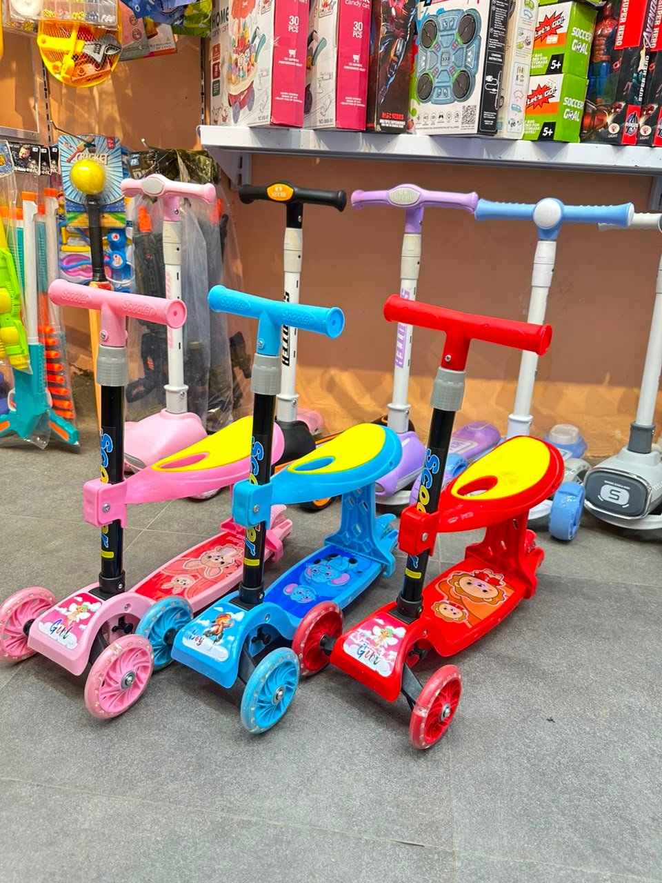 4-in-1 Kids Scooter with Seat & Push Handle | Foldable Baby Kick Scooter with LED Wheels | Ages 2-8 Years