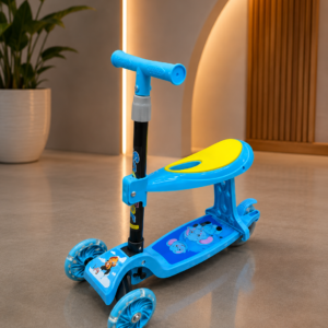 4-in-1 Kids Scooter with Seat & Push Handle | Foldable Baby Kick Scooter with LED Wheels | Ages 2-8 Years