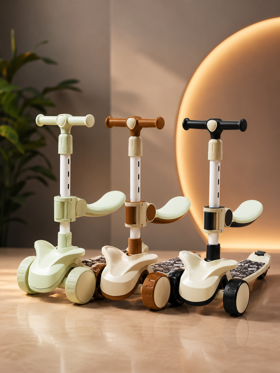 Kids LED Light 3-Wheel Kick Scooter | Adjustable Height Lean-to-Steer Scooter