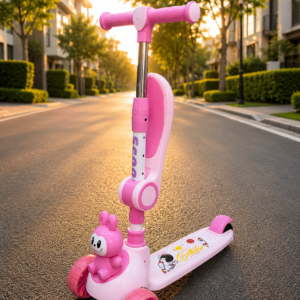 Rabbit Kids LED Light 3-Wheel Kick Scooter | Adjustable Height Lean-to-Steer Scooter