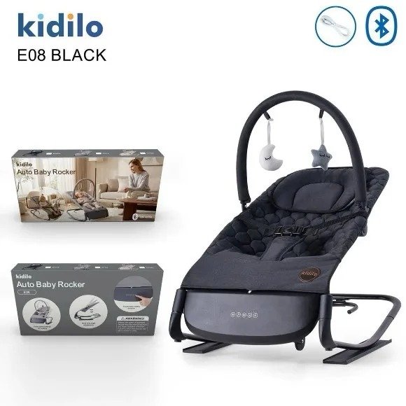 Kidilo Auto Baby Rocker | Electric Baby Bouncer with Bluetooth Music, Soothing Swing & Toy Bar | Infant Rocking Chair