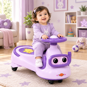 Kids Ride-On Push Car Toy with Steering Wheel, Interactive Lights and Cute Cartoon Design – Toddler Ride-On Vehicle