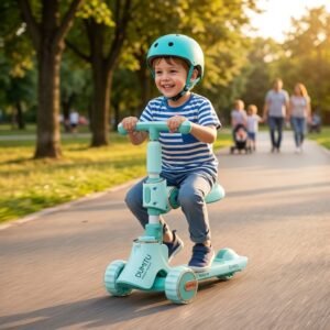 3-in-1 Adjustable Kids Scooter – 3 Wheel Kick Scooter with Large Wheels for Toddlers & Kids