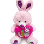Cute Pink Bunny Plush Toy with Love Heart – Soft Cuddly Rabbit Teddy Bear for Kids thumbnail 2