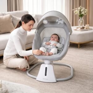 Aura Deluxe 3-in-1 Baby Bassinet – Auto Swing Mastela | Multi-Functional Baby Cradle & Infant Sleeping Bed - Grey