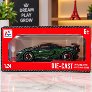 1:24 Scale Die-Cast Lamborghini Style Sports Car Toy – Metallic Green Model Car for Kids (GBW-w24333