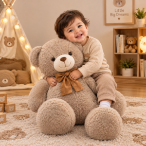 Large Soft Brown Teddy Bear Plush Toy with Bow – Extra Large Cuddly Stuffed Animal