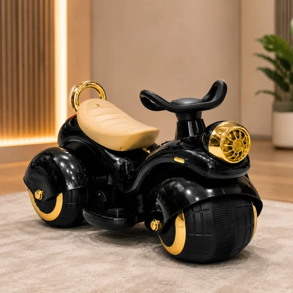 Kids Electric Ride-On Car – Premium Black and Gold Mini ATV with LED Headlight