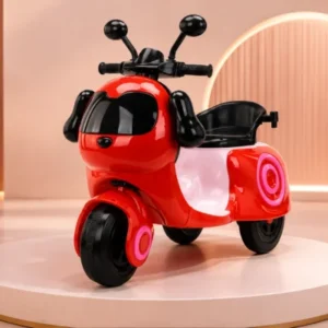 Kids Electric Ride-On Scooter – Red and Pink Battery Powered Tricycle with LED Lights