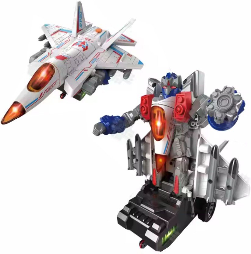 2-in-1 Transforming Aircraft Robot Toy with Remote Control | Kids Robot & Fighter Plane.  (GBW-358-2) thumbnail 2