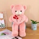 Large Pink Teddy Bear Plush Toy with Love Bow – Soft and Cuddly Stuffed Animal thumbnail 2