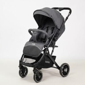 Kidilo Travel Trolley Folding Stroller Cabin – Compact Foldable Baby Stroller with Trolley Handle & Reclining Seat - Grey