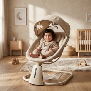 Aura Deluxe 3-in-1 Baby Bassinet – Auto Swing Mastela | Multi-Functional Baby Cradle & Infant Sleeping Bed - Cream