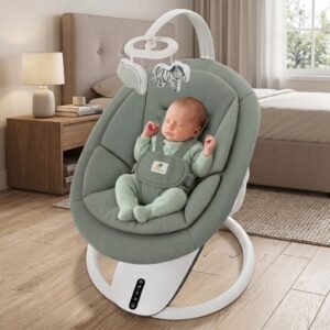 Mastela OrboDream 360° Baby Cradle – Electric Rotating Swing with 5 Speeds  & Adjustable Recline