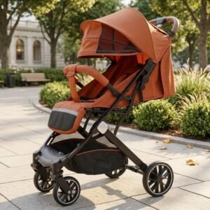 Kidilo KG9 Baby Strollers Travel Pram One Hand Fold Carbon Fiber Frame Unique Baby Carraige - Brown
