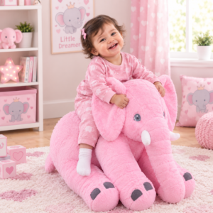 Pink Elephant Plush Toy – Soft and Cuddly Stuffed Animal for Kids