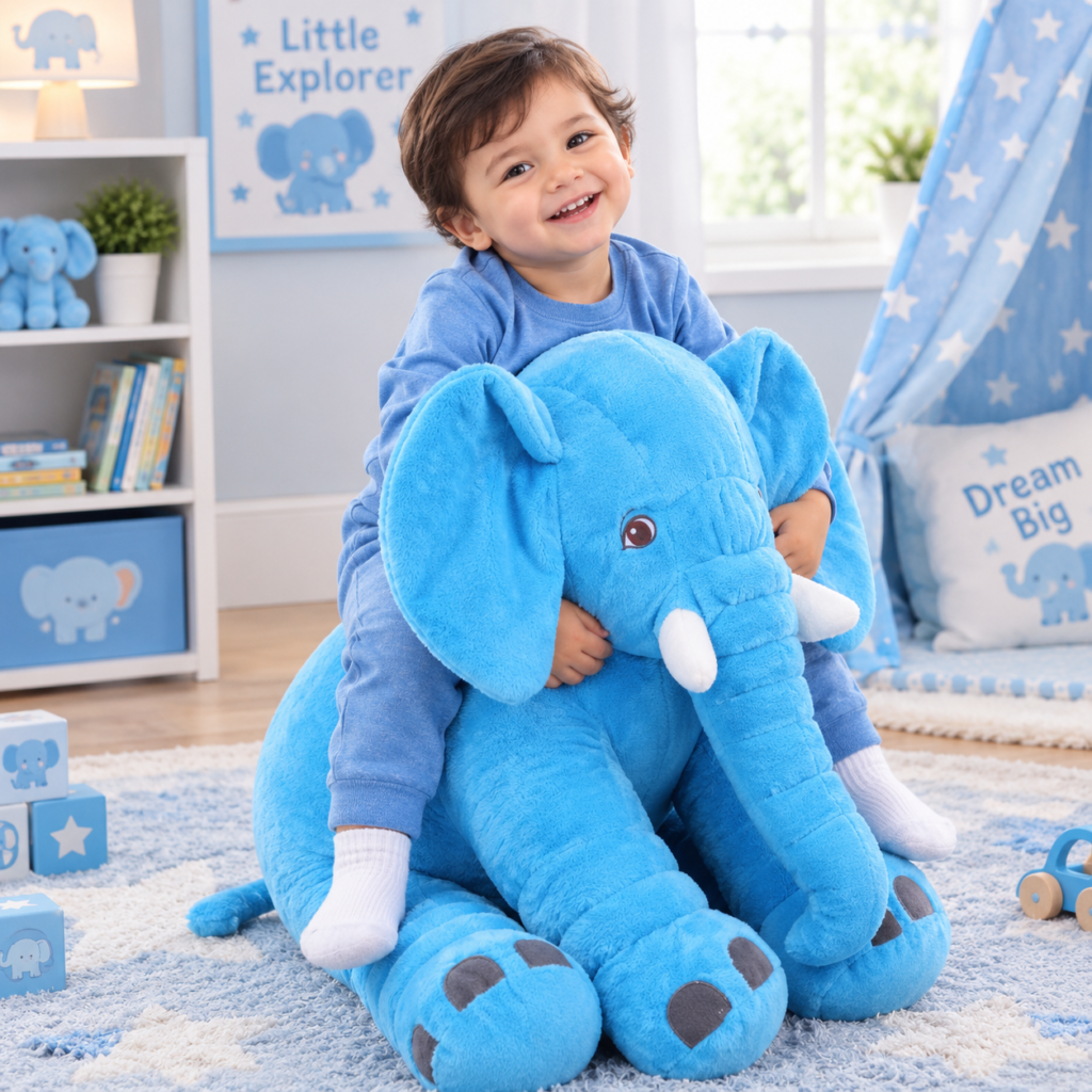 Blue Elephant Plush Toy – Soft and Cuddly Stuffed Animal for Kids