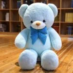Blue Teddy Bear Plush Toy with Bow – Soft and Cuddly Stuffed Animal thumbnail 2