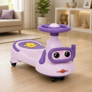 Kids Ride-On Push Car Toy with Steering Wheel, Interactive Lights and Cute Cartoon Design – Toddler Ride-On Vehicle thumbnail 2