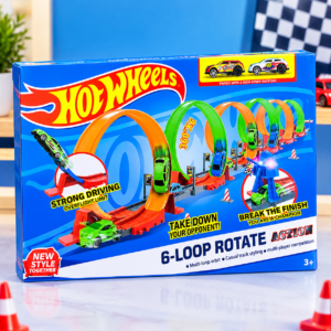 6-Loop Rotate Action Racing Track Toy Car Set – 360° Loop Race Track Playset for Kids (GBW-666-6)