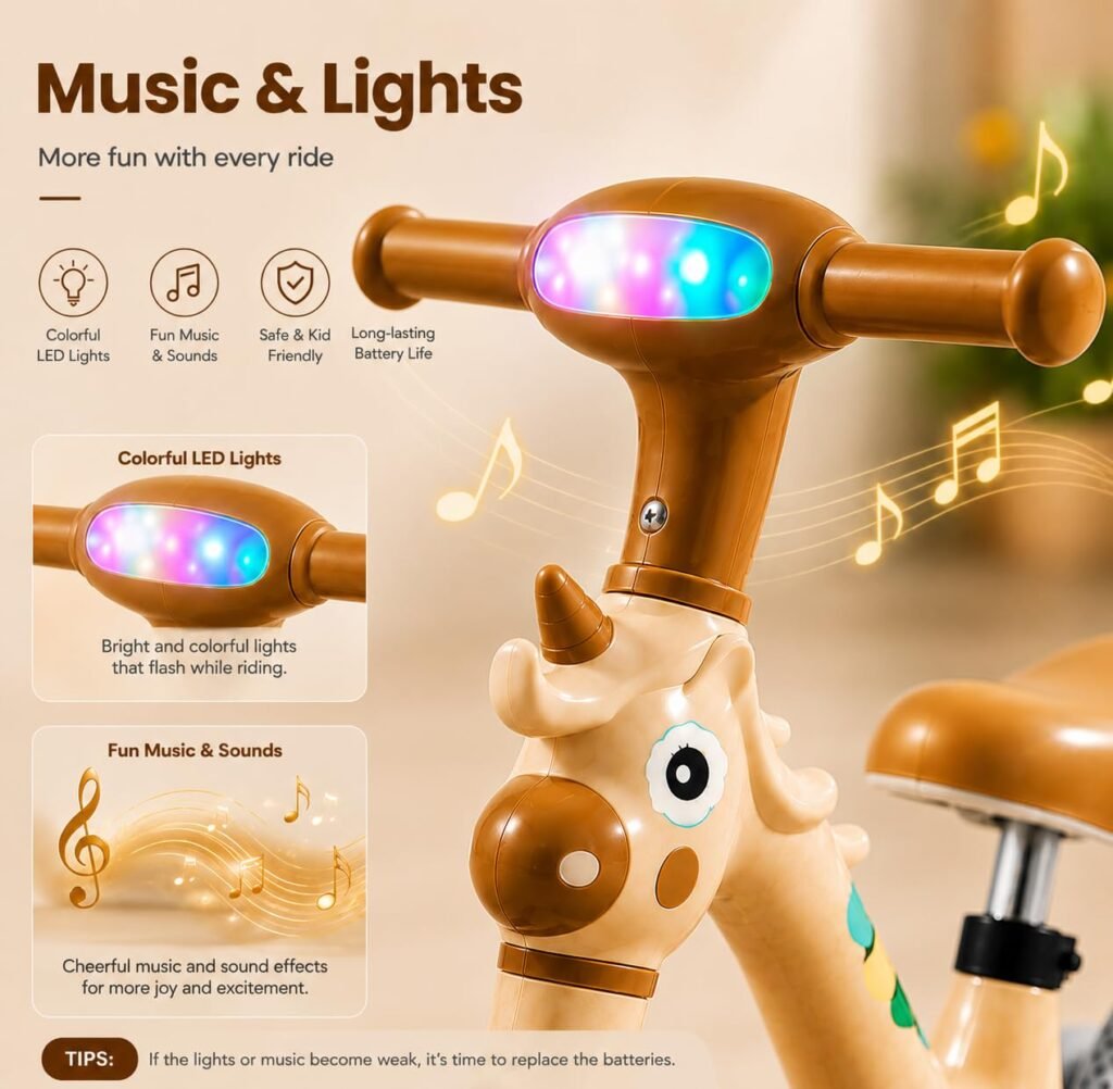 3-in-1 Unicorn Toddler Tricycle with LED Headlight beige thumbnail 3
