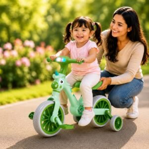 3-in-1 Unicorn Toddler Tricycle with LED Headlight pistachio green