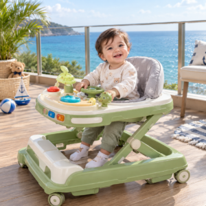 Baby Walker with Adjustable Height and Interactive Activity Tray – Foldable Learning Walker