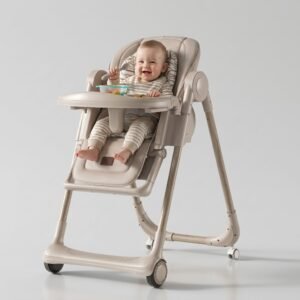 Kidilo KD005 Baby High Chair – Adjustable & Foldable Feeding Chair with Reclining Backrest, Removable Tray & Safety Harness