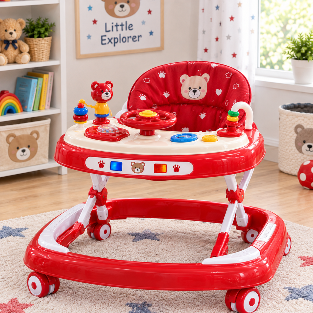 Baby Musical Walker with Interactive Steering Wheel, Activity Toys and Adjustable Height – Safe Learning Walker for Toddlers thumbnail 2